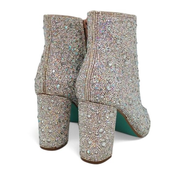 Betsey Johnson Size 8 Cady Rhinestones Embellished Block Heel Ankle Booties - Picture 12 of 15